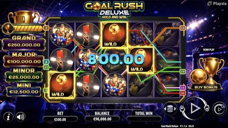 Goal Rush Deluxe - grunnspil, vinningalína fellur niður
